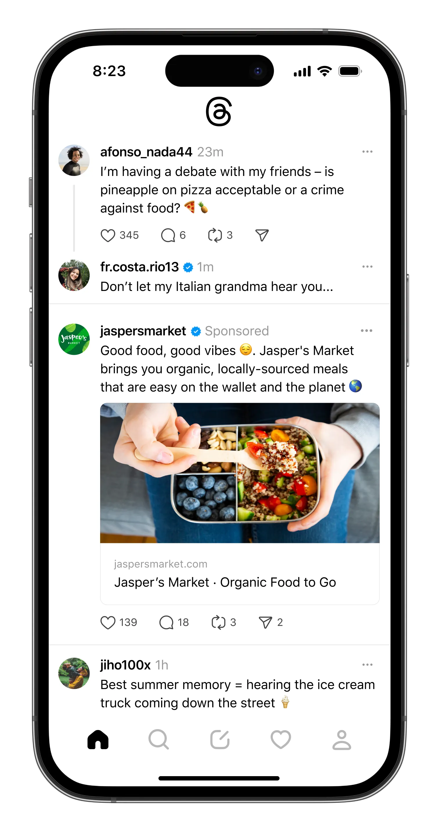 Screenshot / Mock-up zeigt Werbung auf Threads