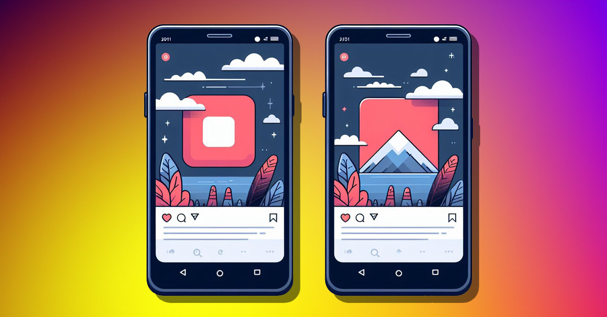 Symbolbild: Illustration mit zwei Smartphones und Instagram-Posts