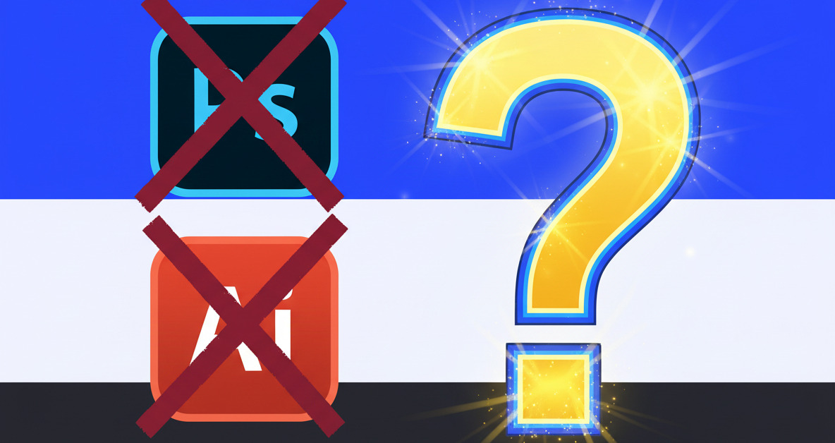 Symbolbild: Icons von Photoshop und Illustrator neben der kostenlosen Alternative